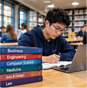 Students studying a subject at a UK university