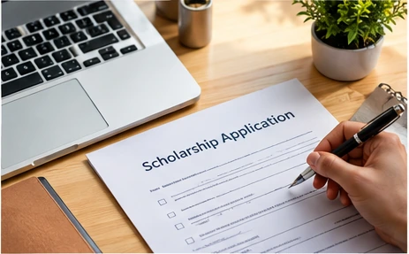 Student researching scholarship opportunities